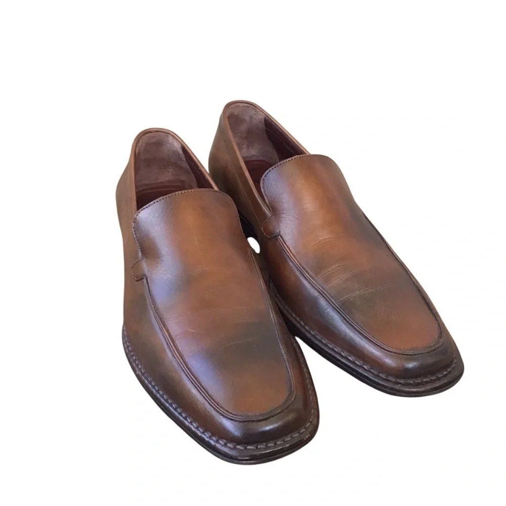 Johnston & Murphy Brown Sheepskin Leather Loafers Made In Brazil